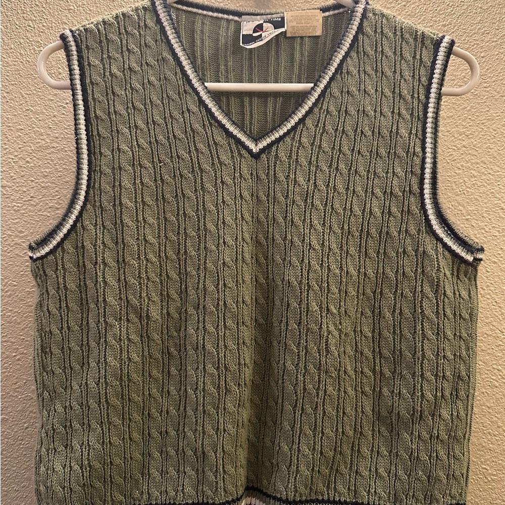 It's Our Time Green Cable Knit Sweater Vest
